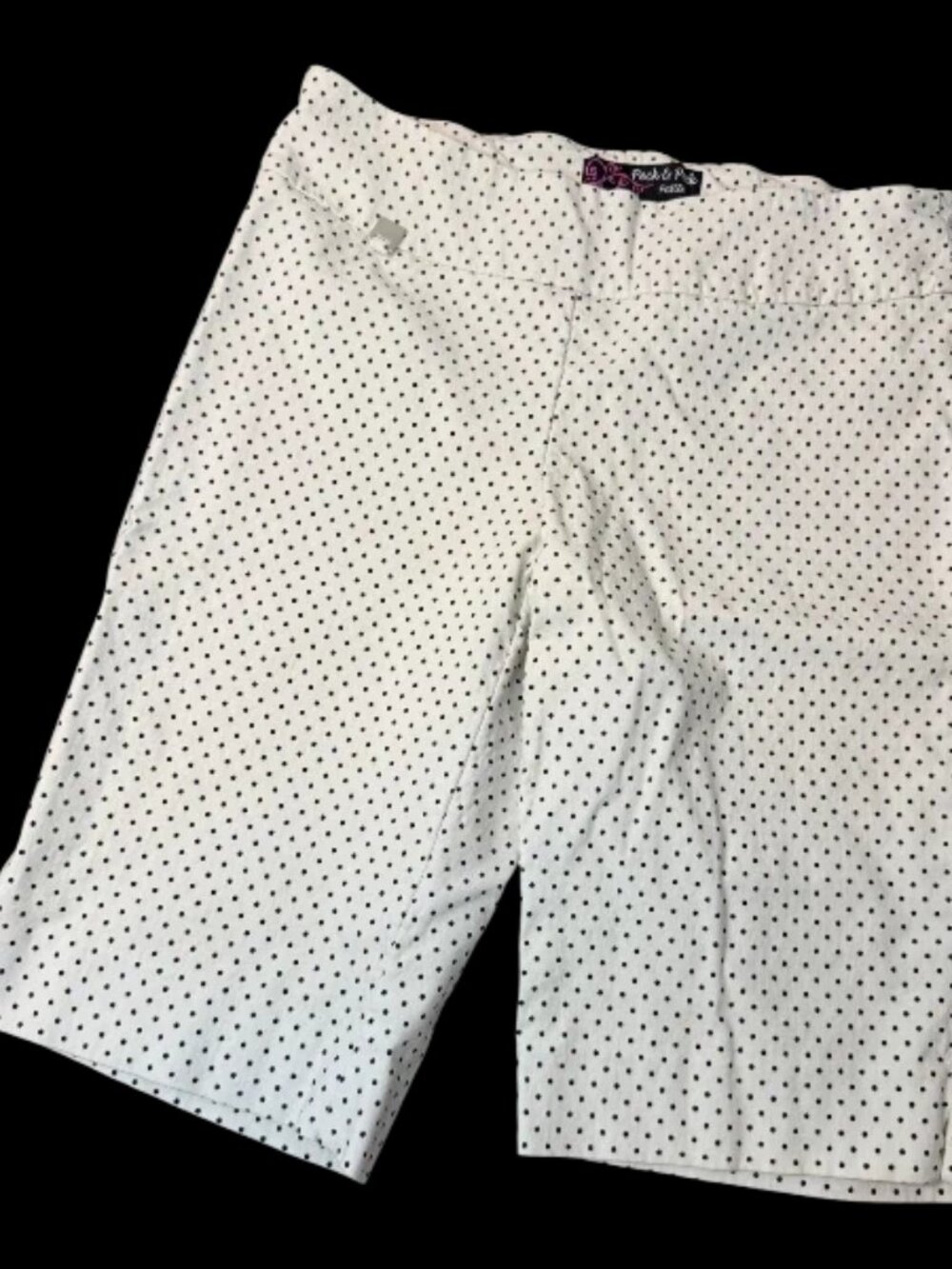 Peck & Peck Petite 8P White Black Polka Dot Shorts